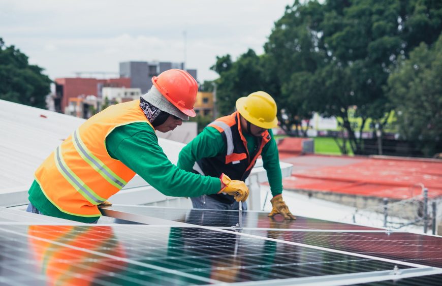 solar technicians installing solar panels
