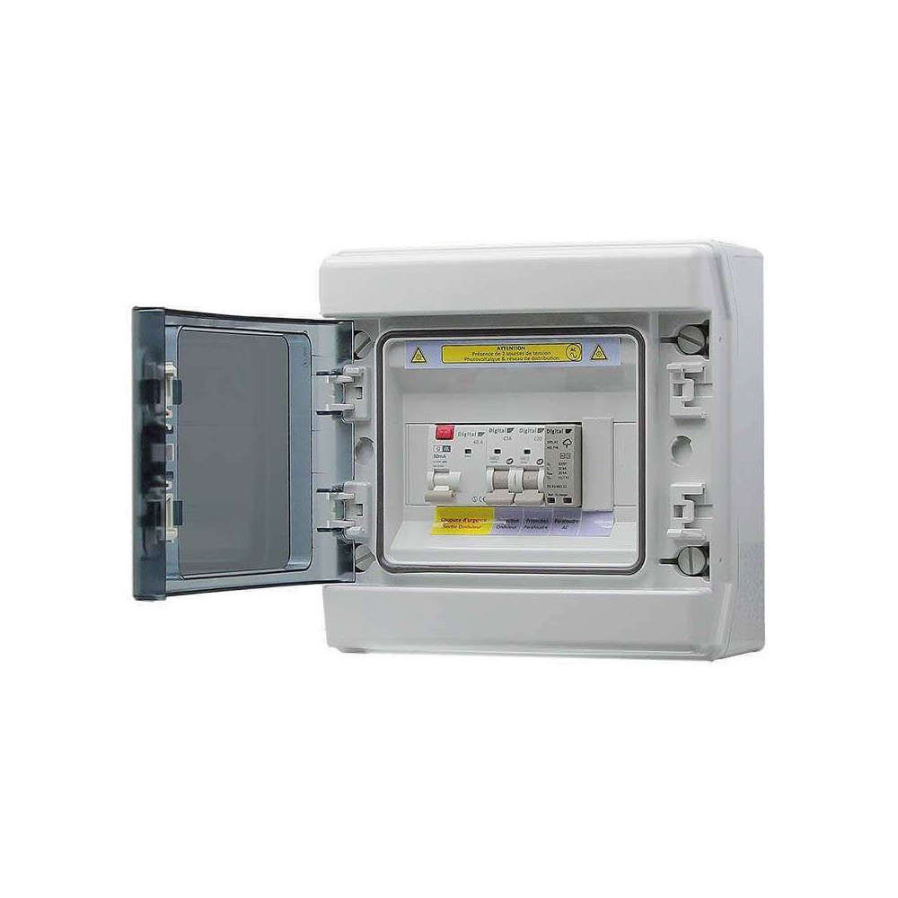 WA Conception – Coffret AC 6kW Mono, protection onduleur 32A 230VAC, Différentiel 300mA Type AC, avec parafoudre AC Type 2